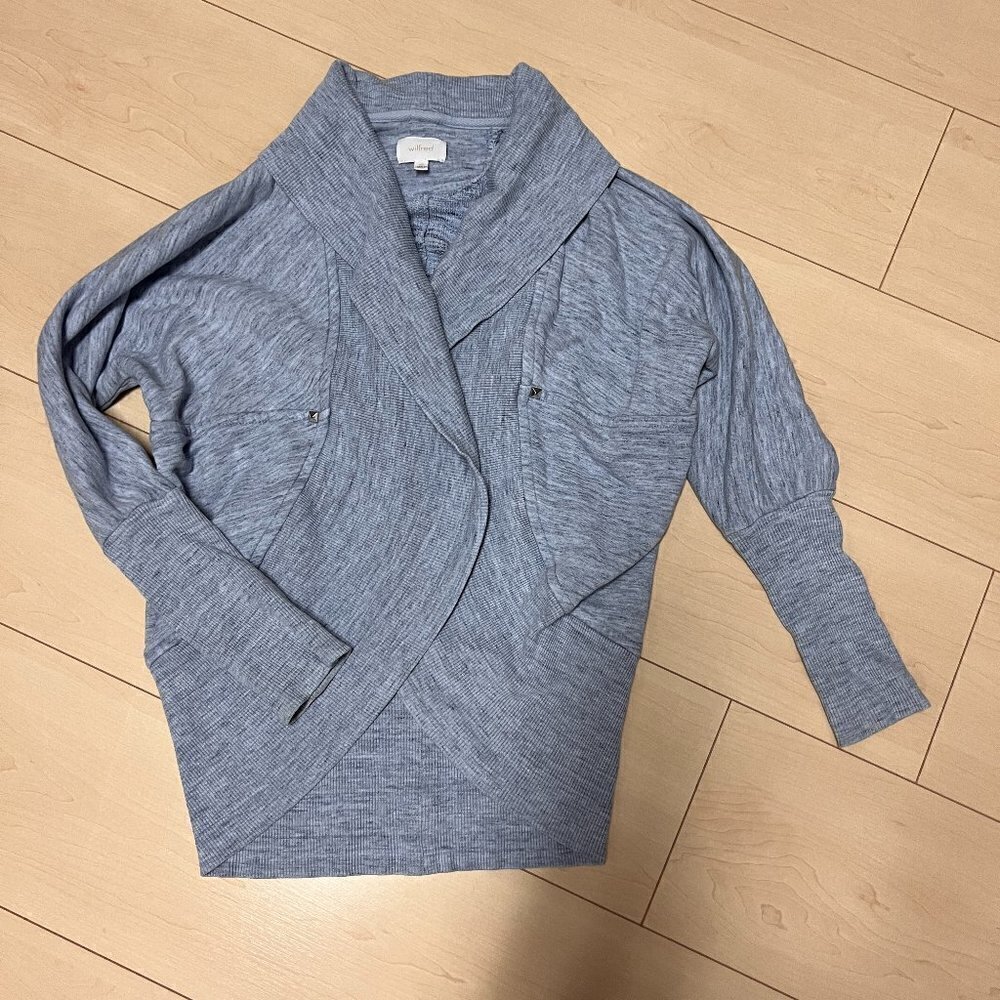 Wilfred Aritzia Diderot Sweater Cardigan Space Dye Heathered Blue Sz XXS